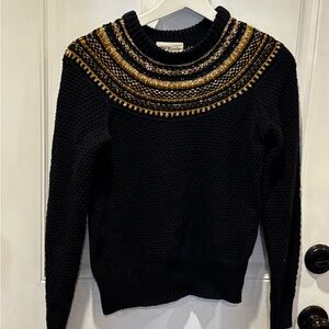 The Reeds x J Crew Navy Sweater with Gold Accents